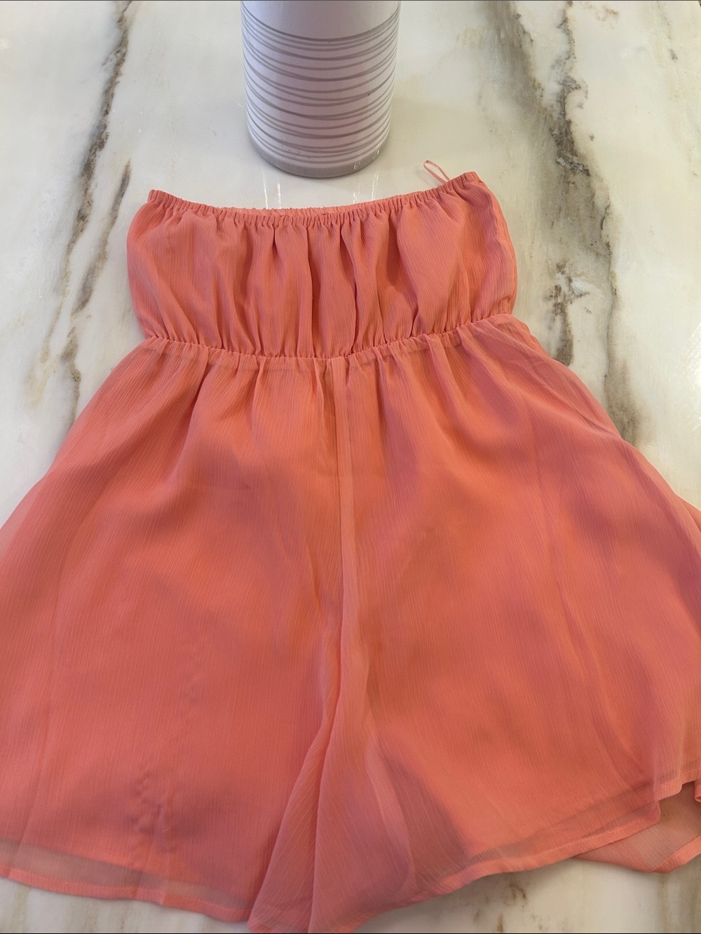 Express Peach Strapless Ruffle Romper - Picture 4 of 4